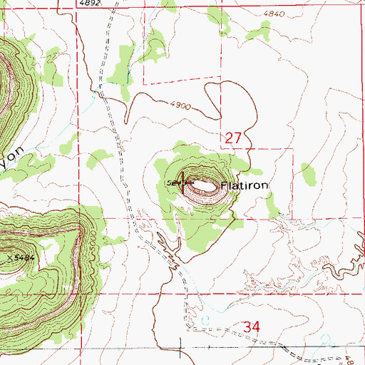 Topographic Map of Flatiron, NM