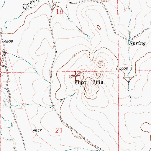 Topographic Map of Flint Hills, NM