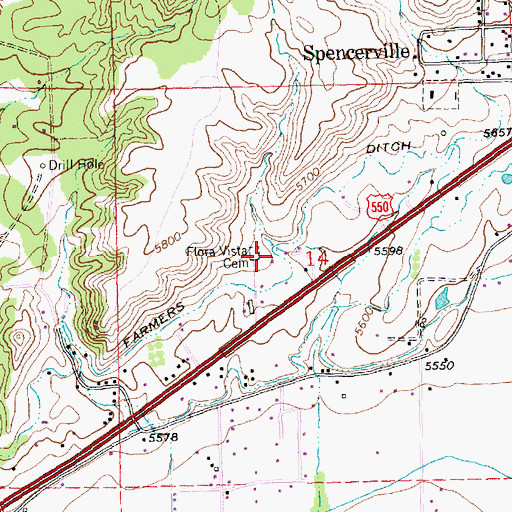 Topographic Map of Flora Vista Cemetery, NM