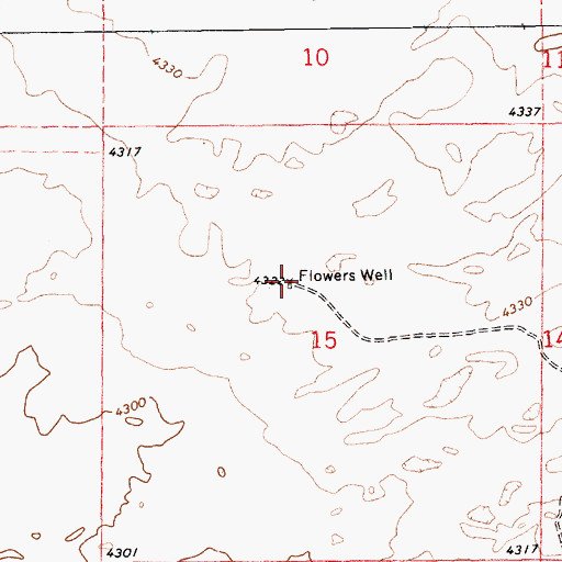 Topographic Map of Flowers Well, NM