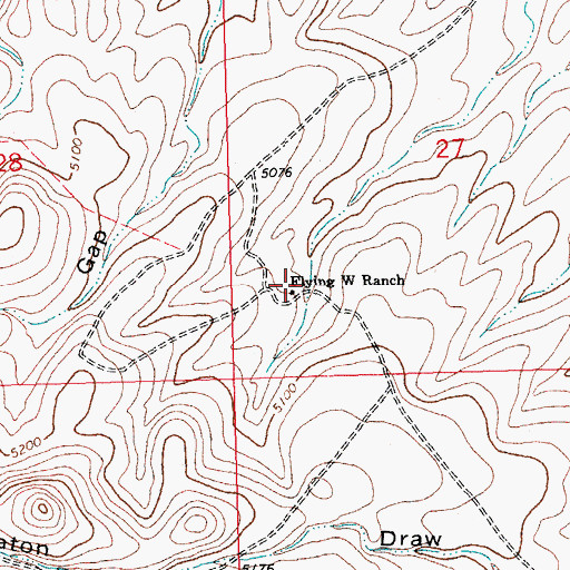 Topographic Map of Flying W Ranch, NM