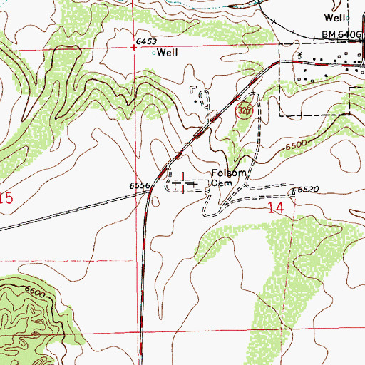 Topographic Map of Folsom Cemetery, NM