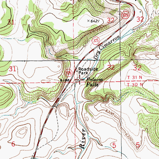 Topographic Map of Folsom Falls, NM