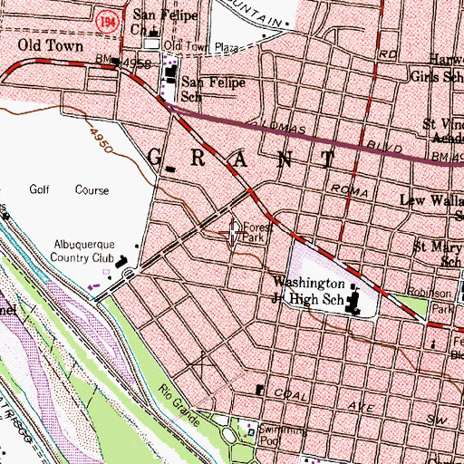 Topographic Map of Forest Park, NM