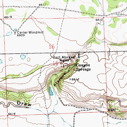 Topographic Map of Fort Atarque Ruins, NM