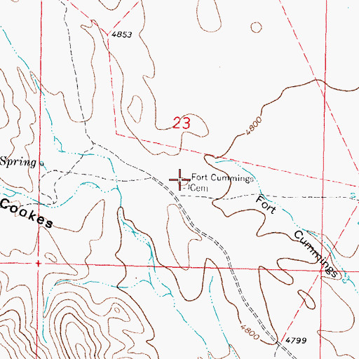 Topographic Map of Fort Cummings Cemetery, NM