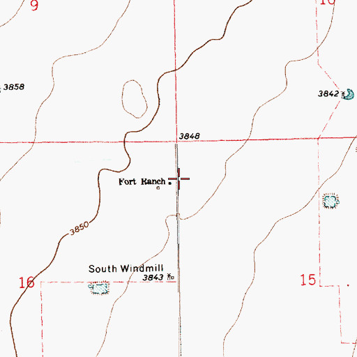Topographic Map of Fort Ranch, NM
