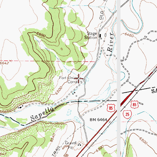 Topographic Map of Fort Union Corral, NM
