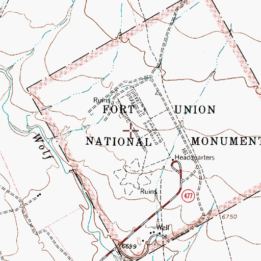 Topographic Map of Fort Union National Monument, NM