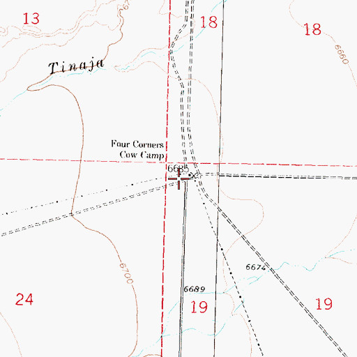 Topographic Map of Four Corners Cow Camp, NM