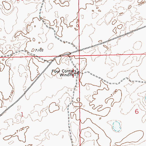 Topographic Map of Four Corners Windmill, NM