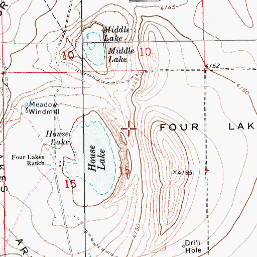 Topographic Map of Four Lakes Area, NM