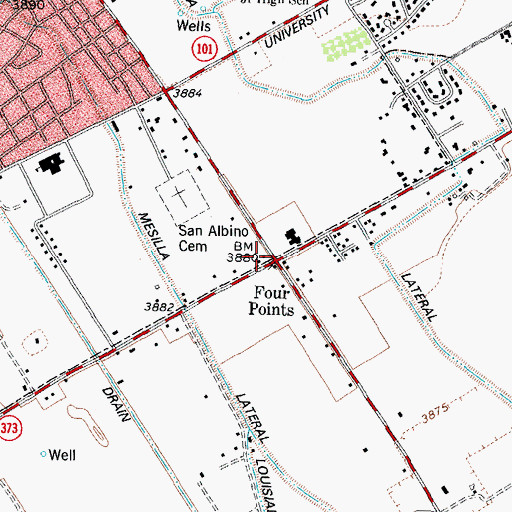 Topographic Map of Four Points, NM
