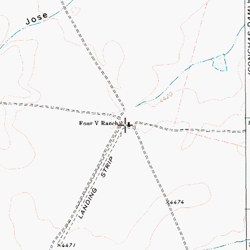 Topographic Map of Four V Ranch, NM