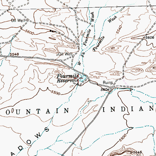 Topographic Map of Fourmile Reservoir, NM