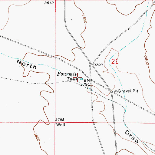 Topographic Map of Fourmile Tank, NM