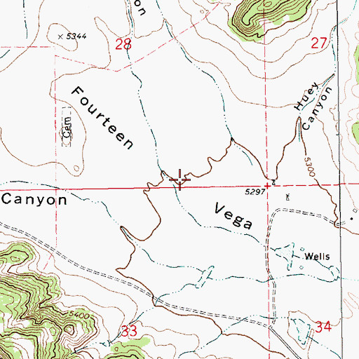 Topographic Map of Fourteen Vega, NM