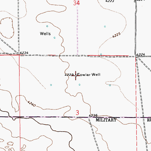 Topographic Map of Fowler Well, NM