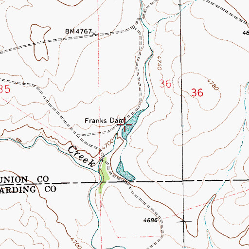 Topographic Map of Franks Dam, NM