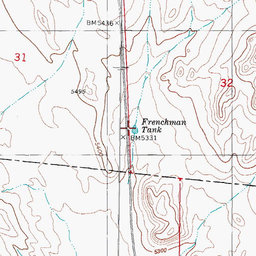 Topographic Map of Frenchman Tank, NM