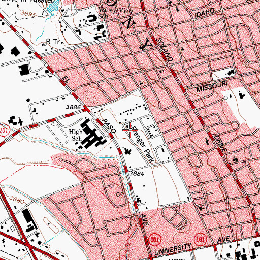 Topographic Map of Frenger Park, NM