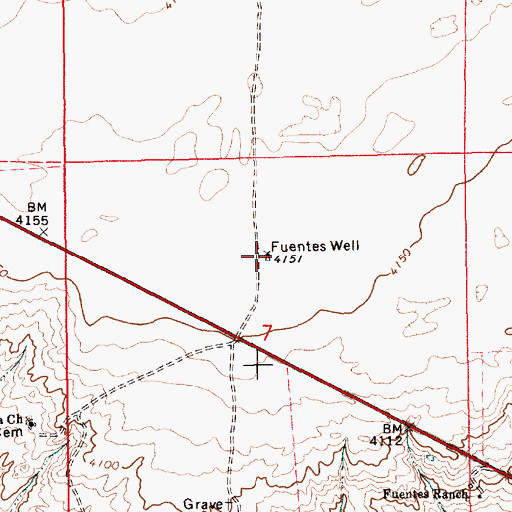Topographic Map of Fuentes Well, NM