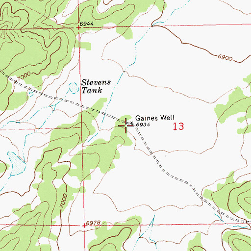 Topographic Map of Gaines Well, NM
