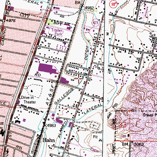 Topographic Map of Gallegos Ditch, NM