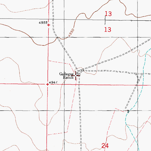 Topographic Map of Gallegos Ranch, NM