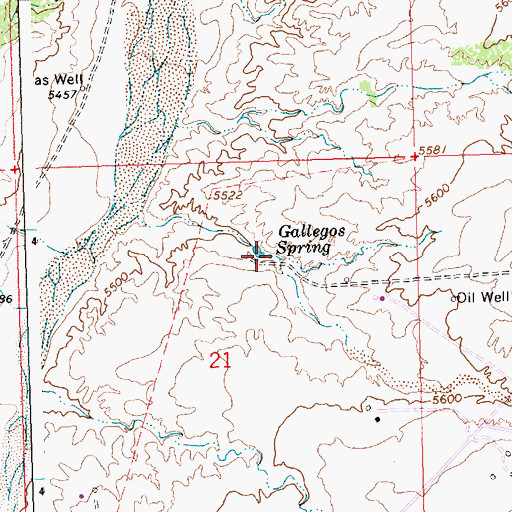 Topographic Map of Gallegos Spring, NM
