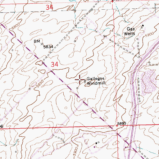 Topographic Map of Gallegos Windmill, NM