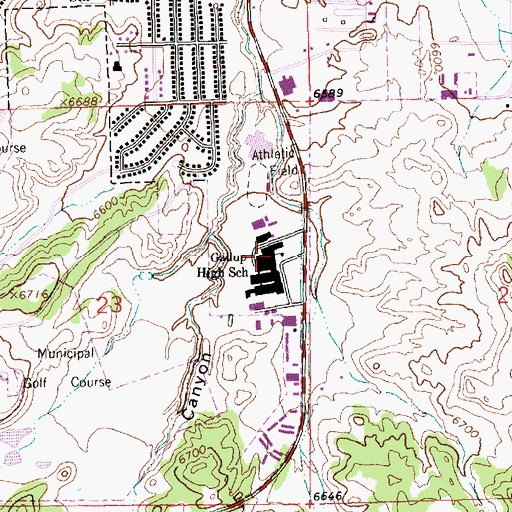 Topographic Map of Gallup High School, NM
