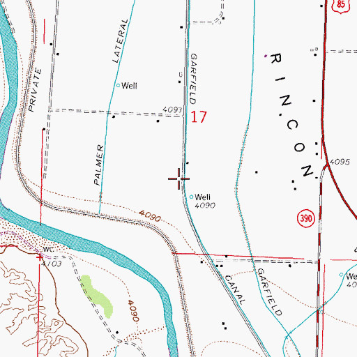 Topographic Map of Garfield Canal, NM