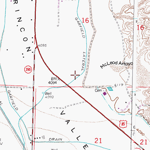 Topographic Map of Garfield Lateral, NM