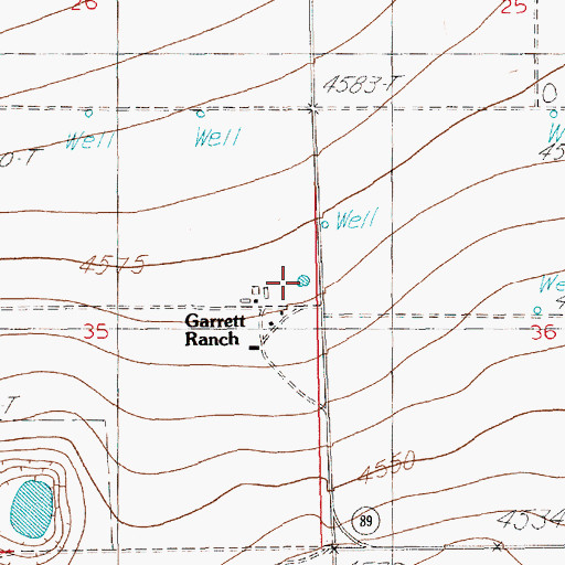 Topographic Map of Garrett Ranch, NM