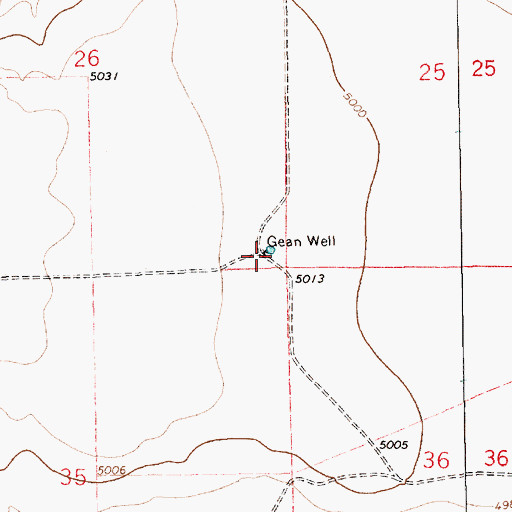 Topographic Map of Gean Well, NM