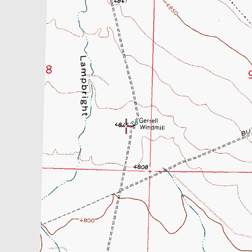 Topographic Map of Gerrell Windmill, NM