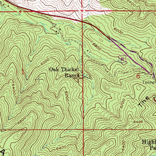Topographic Map of Oak Thicket Ranch, AZ