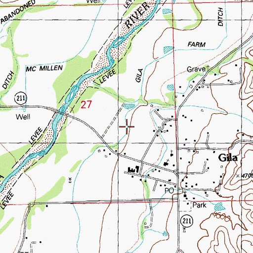 Topographic Map of Gila Farm Ditch, NM