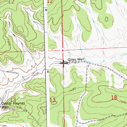 Topographic Map of Giles Well, NM