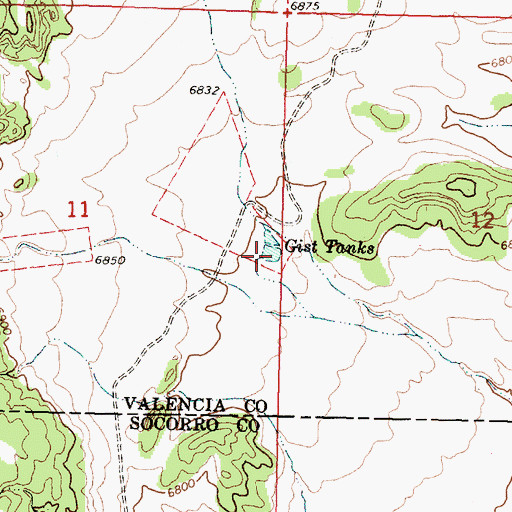 Topographic Map of Gist Tanks, NM