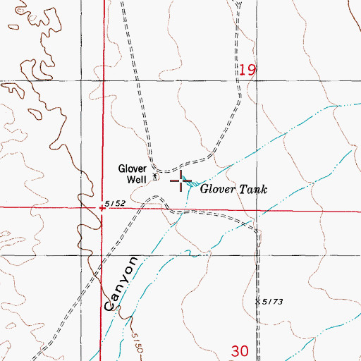 Topographic Map of Glover Tank, NM