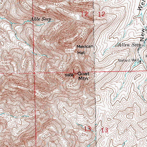 Topographic Map of Goat Mountain, NM