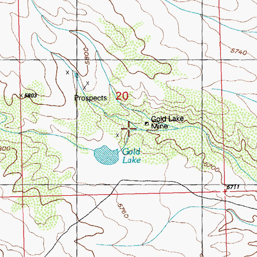 Topographic Map of Gold Lake Mine, NM