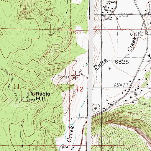 Topographic Map of Gomez Cemetery, NM