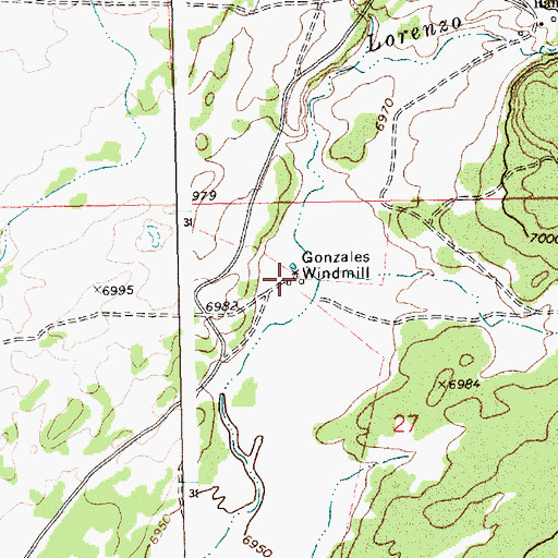 Topographic Map of Gonzales Windmill, NM