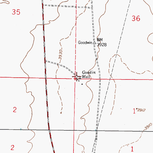 Topographic Map of Goodin Well, NM
