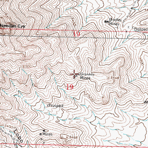 Topographic Map of Granada Mines, NM