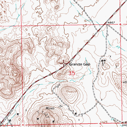 Topographic Map of Granite Gap, NM