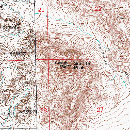 Topographic Map of Granite Peak, NM